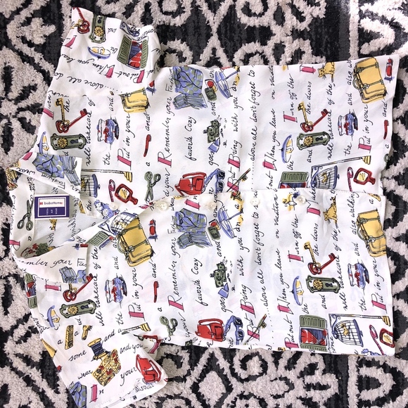 BIO BOTTOMS rayon printed button shirt/CUTE! - Picture 5 of 8